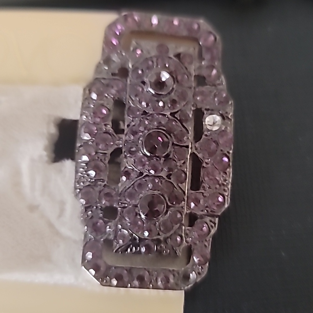 Vintage De Nova Purple Rhinestone Clip Earrings - Picture 3 of 5